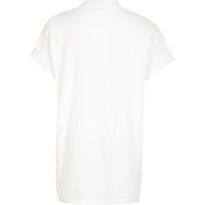Girls white sequin print T-shirt